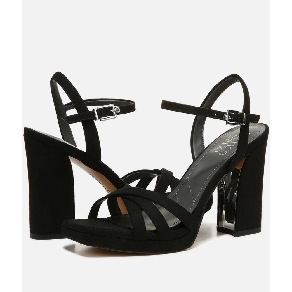 Franco Sarto Womens Damalis Faux Leather Open Toe Heels black size 8.5